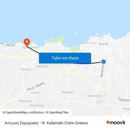 Αντωνη Σαμαρακη to Kalamaki Crete Greece map