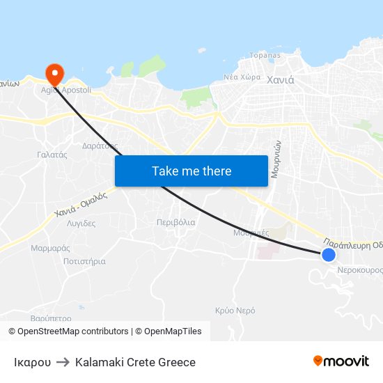 Ικαρου to Kalamaki Crete Greece map