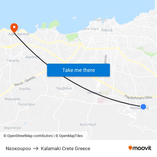 Νεοκουρου to Kalamaki Crete Greece map