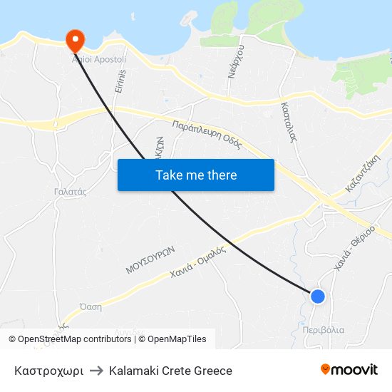 Καστροχωρι to Kalamaki Crete Greece map