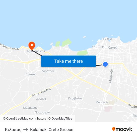 Κιλικιας to Kalamaki Crete Greece map