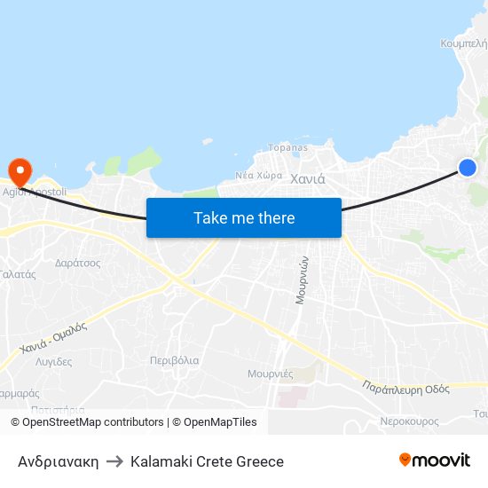 Ανδριανακη to Kalamaki Crete Greece map