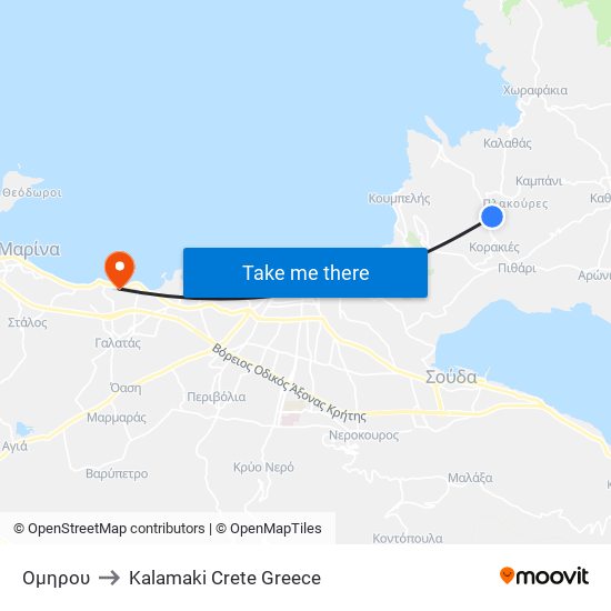 Ομηρου to Kalamaki Crete Greece map