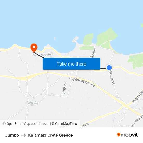 Jumbo to Kalamaki Crete Greece map