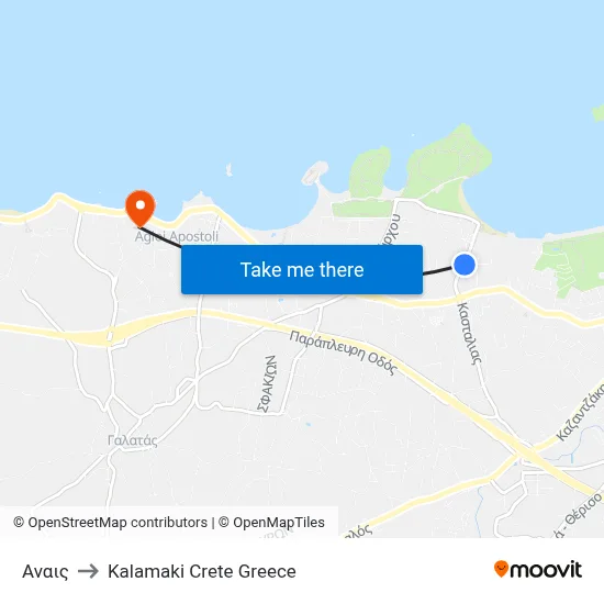 Anais to Kalamaki Crete Greece map