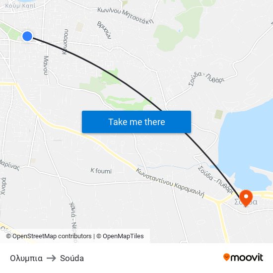 Ολυμπια to Soúda map