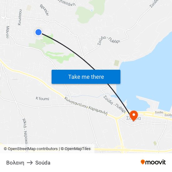 Βολανη to Soúda map