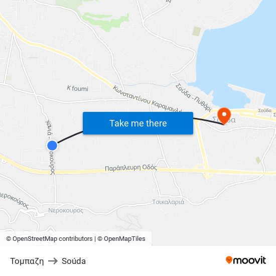 Τομπαζη to Soúda map