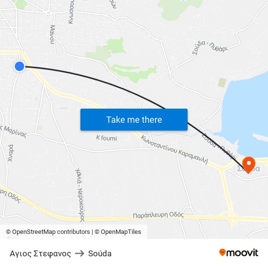 Αγιος Στεφανος to Soúda map