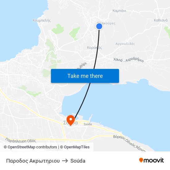 Παροδος Ακρωτηριου to Soúda map