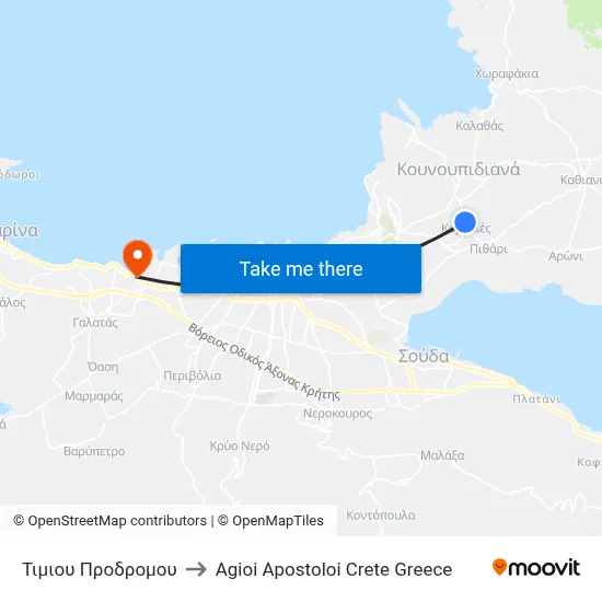 Timiou Prodromou to Agioi Apostoloi Crete Greece map