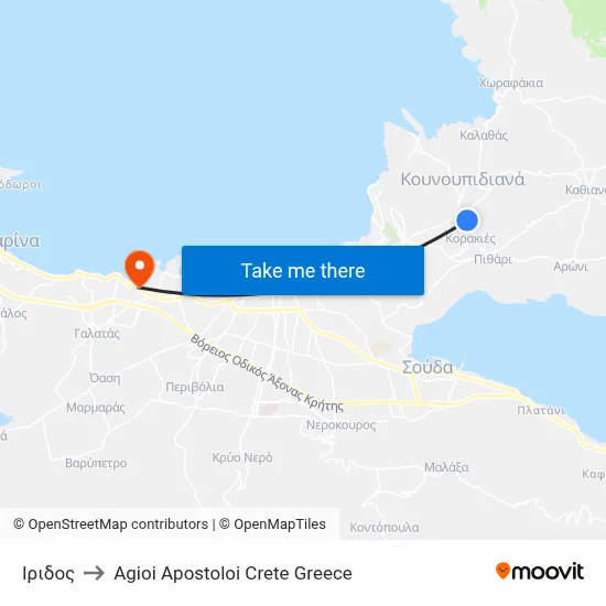 Iridos Street to Agioi Apostoloi Crete Greece map