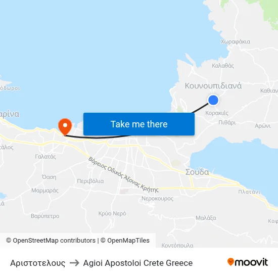 Aristotelous to Agioi Apostoloi Crete Greece map
