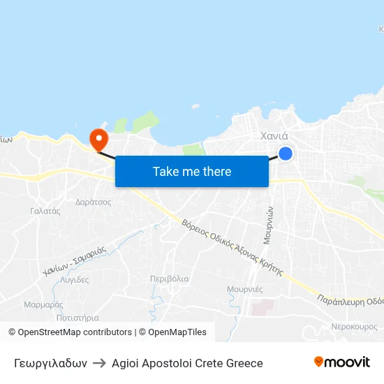 Georgiladon to Agioi Apostoloi Crete Greece map