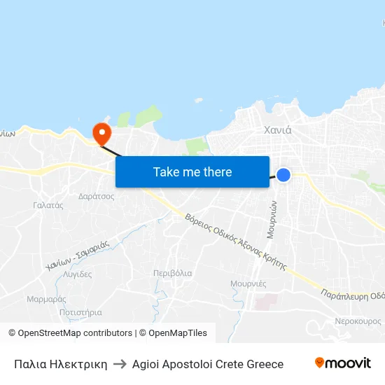 Old Electric to Agioi Apostoloi Crete Greece map