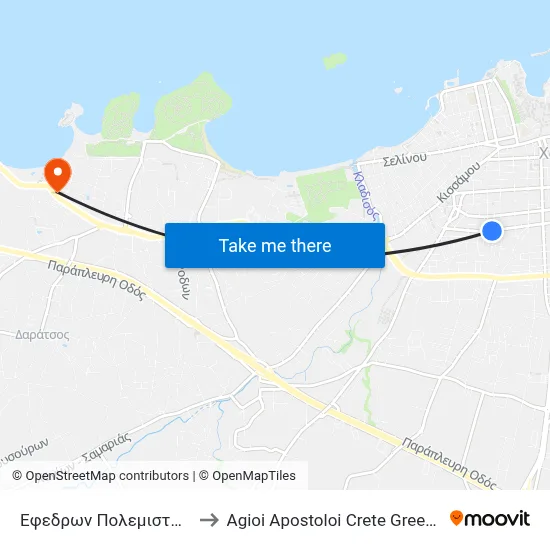 Efedron Polemiston to Agioi Apostoloi Crete Greece map