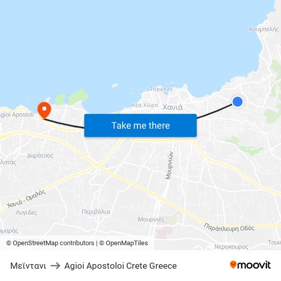 Μεϊντανι to Agioi Apostoloi Crete Greece map