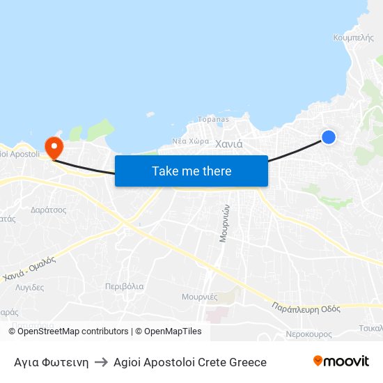 Αγια Φωτεινη to Agioi Apostoloi Crete Greece map
