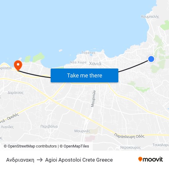 Ανδριανακη to Agioi Apostoloi Crete Greece map