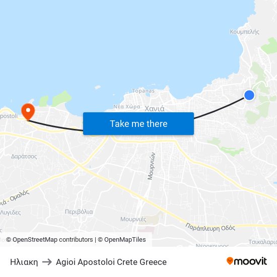 Ηλιακη to Agioi Apostoloi Crete Greece map