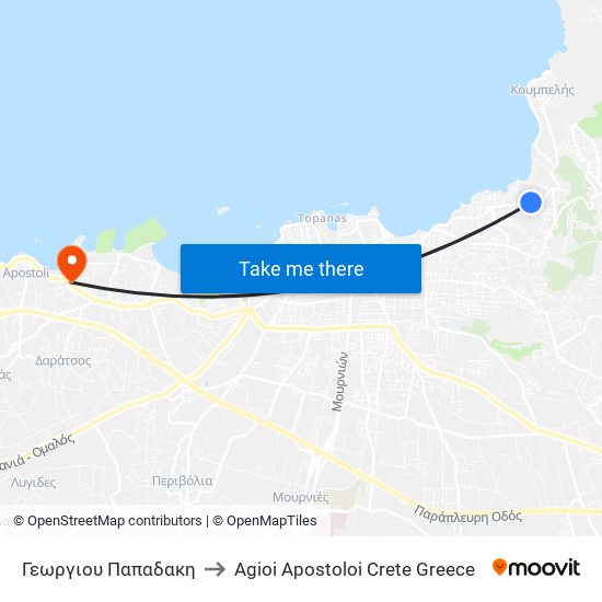 Γεωργιου Παπαδακη to Agioi Apostoloi Crete Greece map