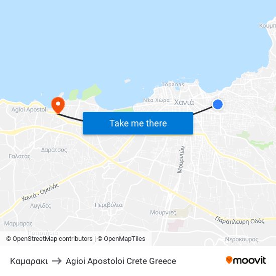 Καμαρακι to Agioi Apostoloi Crete Greece map