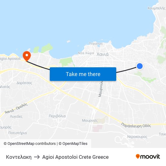 Κοντελακη to Agioi Apostoloi Crete Greece map