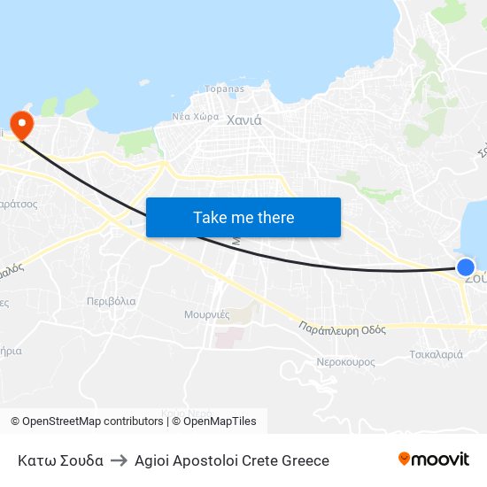 Κατω Σουδα to Agioi Apostoloi Crete Greece map