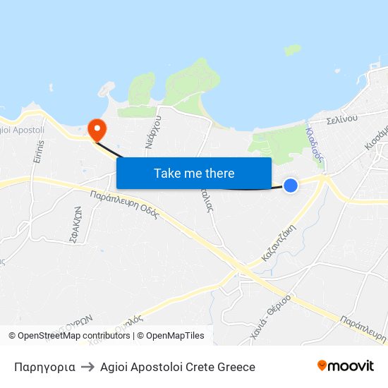 Παρηγορια to Agioi Apostoloi Crete Greece map