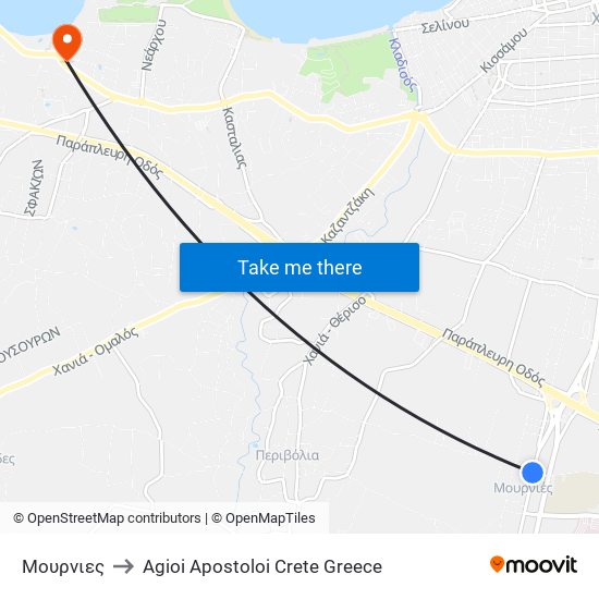 Μουρνιες to Agioi Apostoloi Crete Greece map
