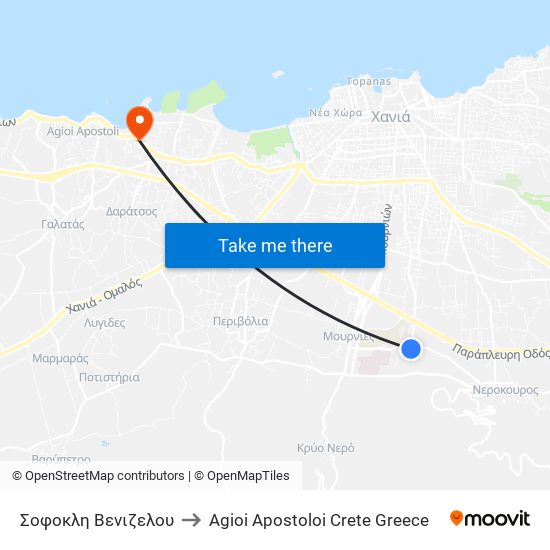 Σοφοκλη Βενιζελου to Agioi Apostoloi Crete Greece map