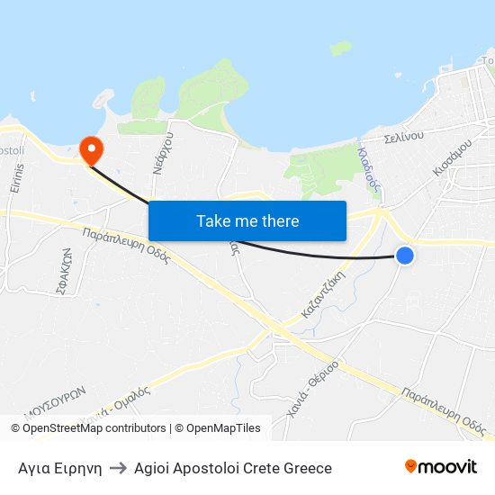 Αγια Ειρηνη to Agioi Apostoloi Crete Greece map