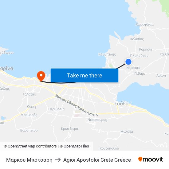 Μαρκου Μποτσαρη to Agioi Apostoloi Crete Greece map