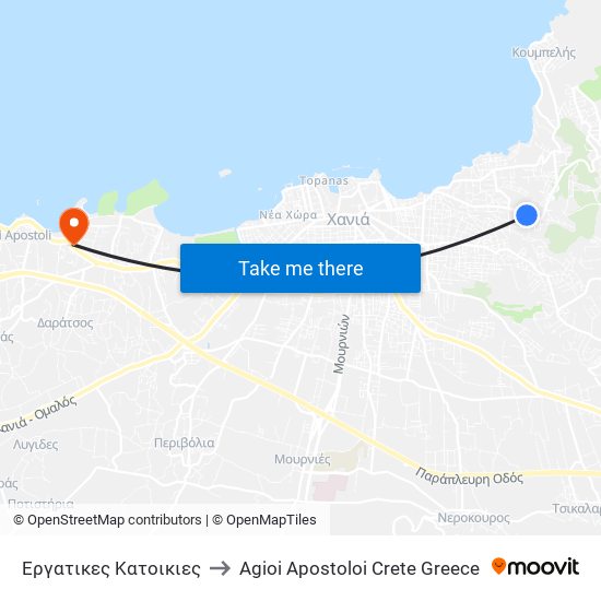 Εργατικες Κατοικιες to Agioi Apostoloi Crete Greece map