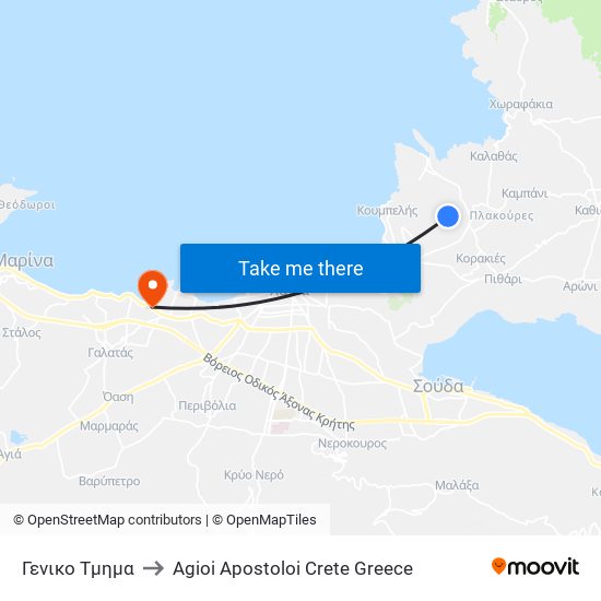 Γενικο Τμημα to Agioi Apostoloi Crete Greece map