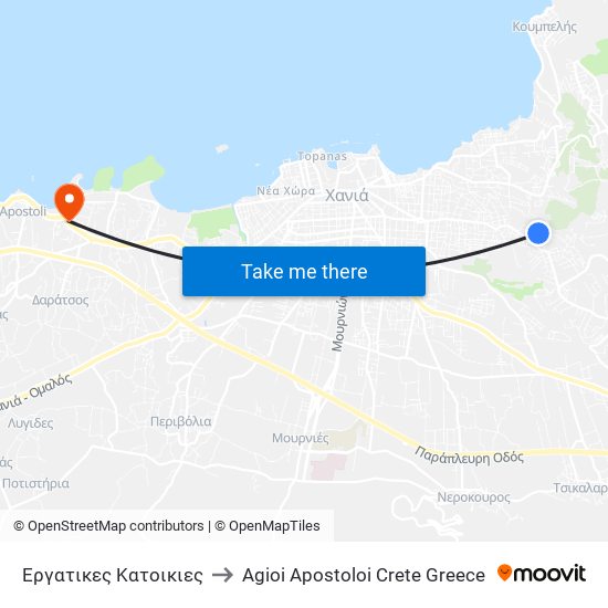 Εργατικες Κατοικιες to Agioi Apostoloi Crete Greece map