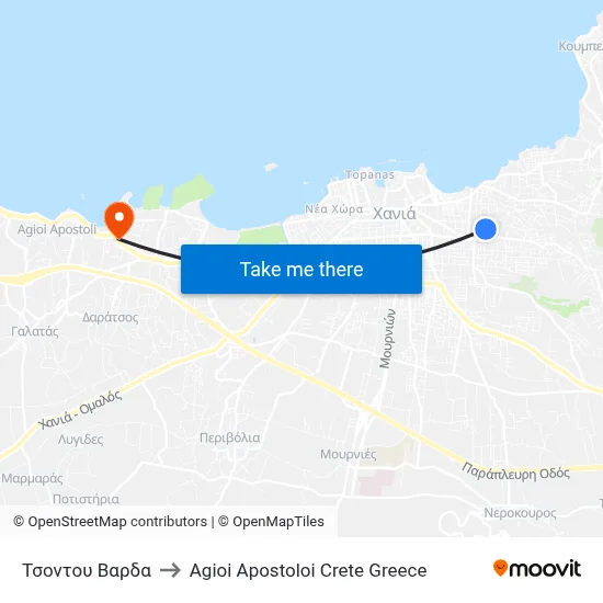 Tsontou Varda to Agioi Apostoloi Crete Greece map