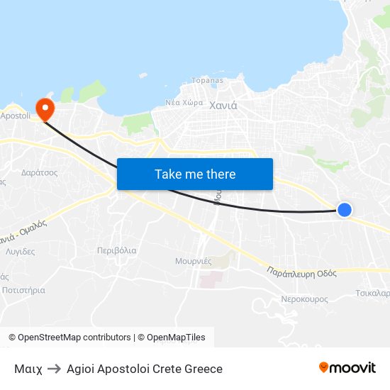 Μαιχ to Agioi Apostoloi Crete Greece map