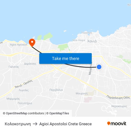 Κολοκοτρωνη to Agioi Apostoloi Crete Greece map