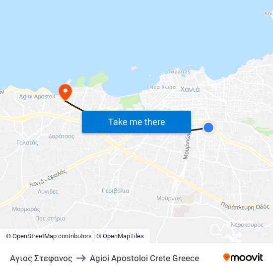 Αγιος Στεφανος to Agioi Apostoloi Crete Greece map