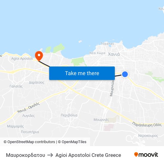 Μαυροκορδατου to Agioi Apostoloi Crete Greece map