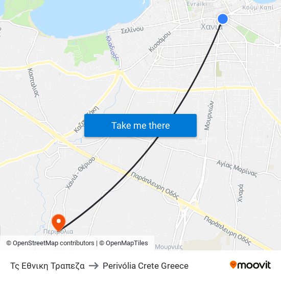 Τς Εθνικη Τραπεζα to Perivólia Crete Greece map