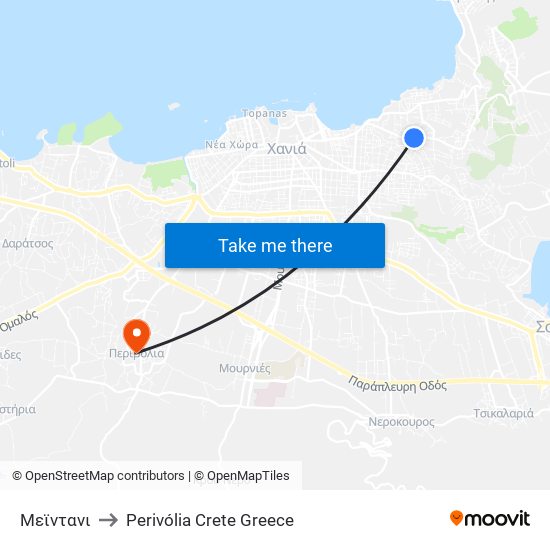 Μεϊντανι to Perivólia Crete Greece map