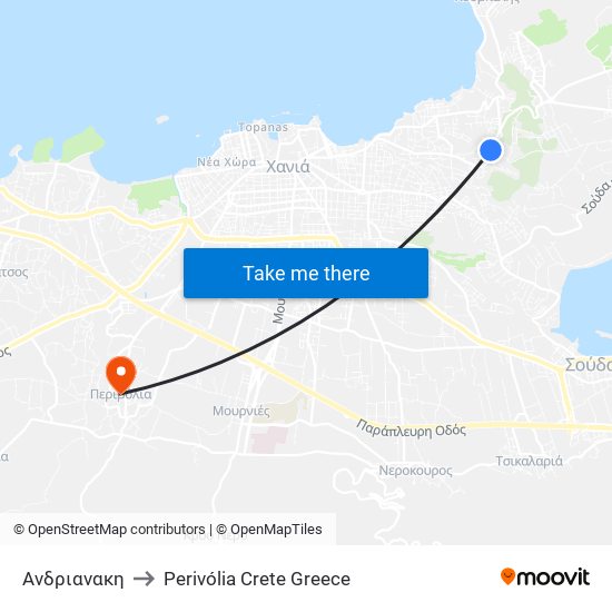 Ανδριανακη to Perivólia Crete Greece map