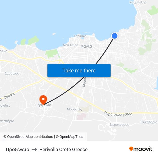 Προξενειο to Perivólia Crete Greece map