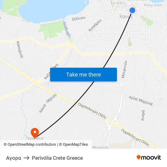 Αγορα to Perivólia Crete Greece map