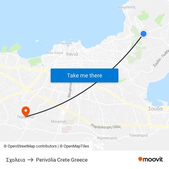 Σχολεια to Perivólia Crete Greece map