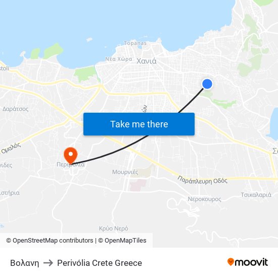 Βολανη to Perivólia Crete Greece map