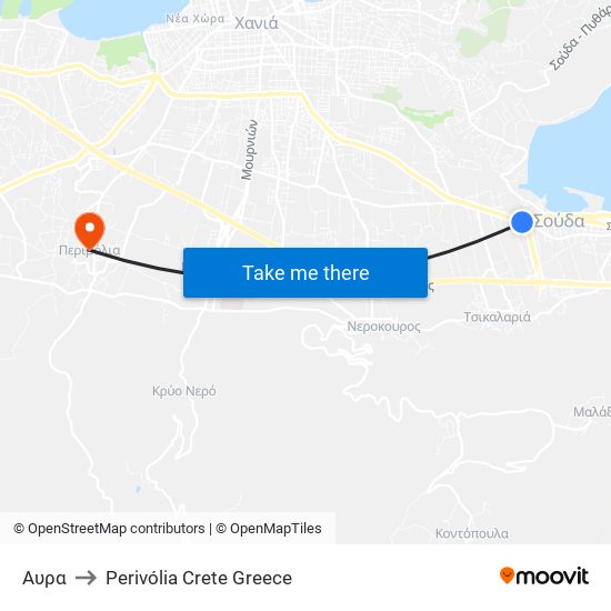 Αυρα to Perivólia Crete Greece map