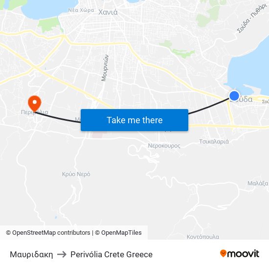 Μαυριδακη to Perivólia Crete Greece map